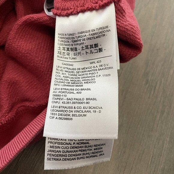 Levis Retro Crew Pullover Men Sz M Faded Red Colorblock Spellout Logo Sweatshirt - Picture 6 of 12